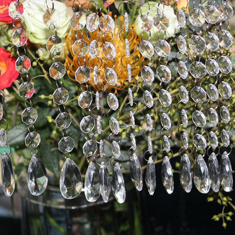 60 Strings of 17.5CM Acrylic Teardrop Crystal Pendant Transparent Garland Curtain Chandelier Pendant Wedding Party Decoration
