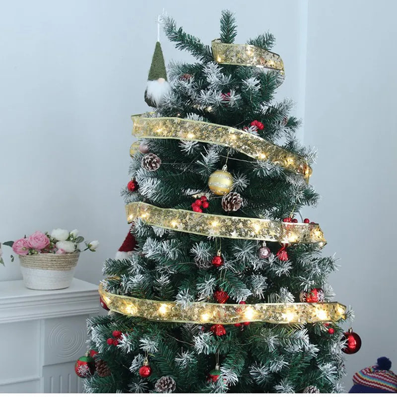 Christmas Decorations LED Ribbon Lights Christmas Tree Ornaments DIY Fairy Lights String Navidad Natal Home Decors New Year 2023