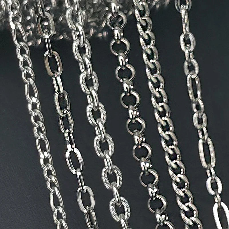 1meter Stainless Steel Necklace Chain for Jewelry Making DIY 1:3 NK Rolo Cable Link Curb Chains Thick Chain Bracelet Accessories