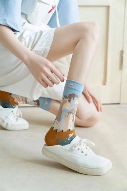 Hot Sale Colorful Cartoon Creative Fashion Vine Graffiti Novelty Men Women Socks Winter Warm Comfortable Cotton Sokken Dropship
