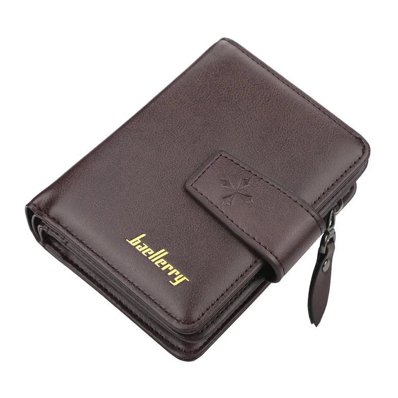 New Business Men Wallets Zipper Card Holder High Quality Male Purse New PU Leather Vintage Coin Holder Men Wallets