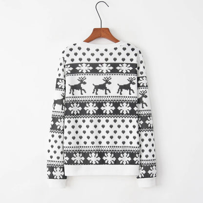 2023 Autumn/winter New European and American Foreign Trade Hoodie Cartoon Deer Print Christmas Round Neck Long Sleeved Hoodie