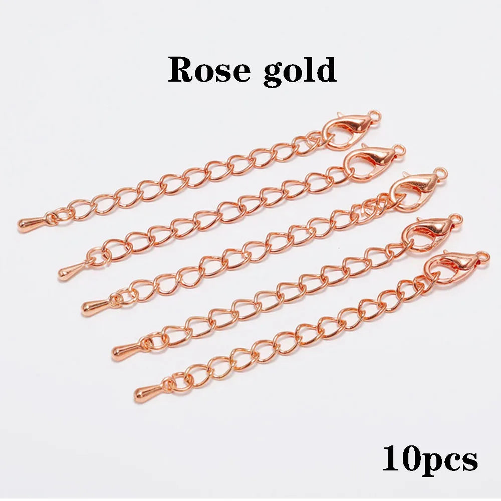 10pcs/lot 50 70mm Tone Extended Extension Tail Chain Lobster Clasps Connector For DIY Bracelet Necklace Jewelry Making Findings