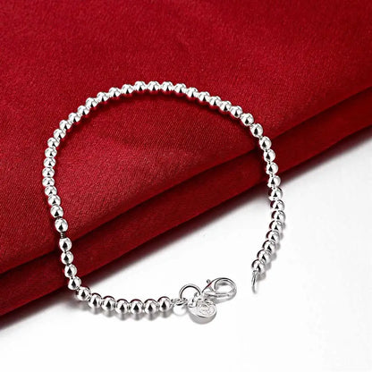 Christmas gifts charm 925 Sterling Bracelet 4MM beads chain for woman Popular brands jewelry fashion Wedding party
