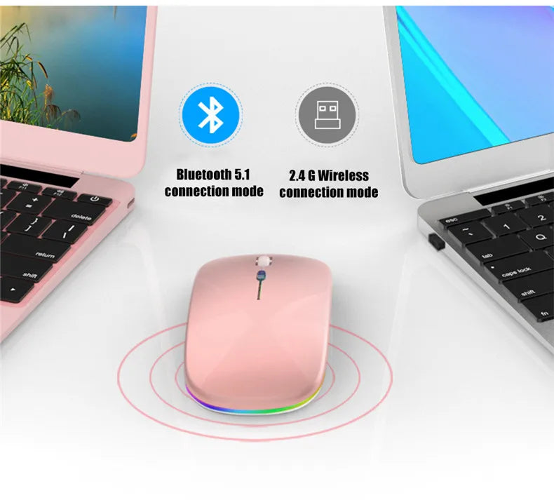 LED Wireless Mouse USB Rechargeable Bluetooth-compatible RGB Mouse Silent Ergonomic Mouse With Backlight For Laptop PC ipad
