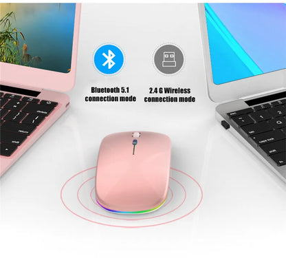 LED Wireless Mouse USB Rechargeable Bluetooth-compatible RGB Mouse Silent Ergonomic Mouse With Backlight For Laptop PC ipad