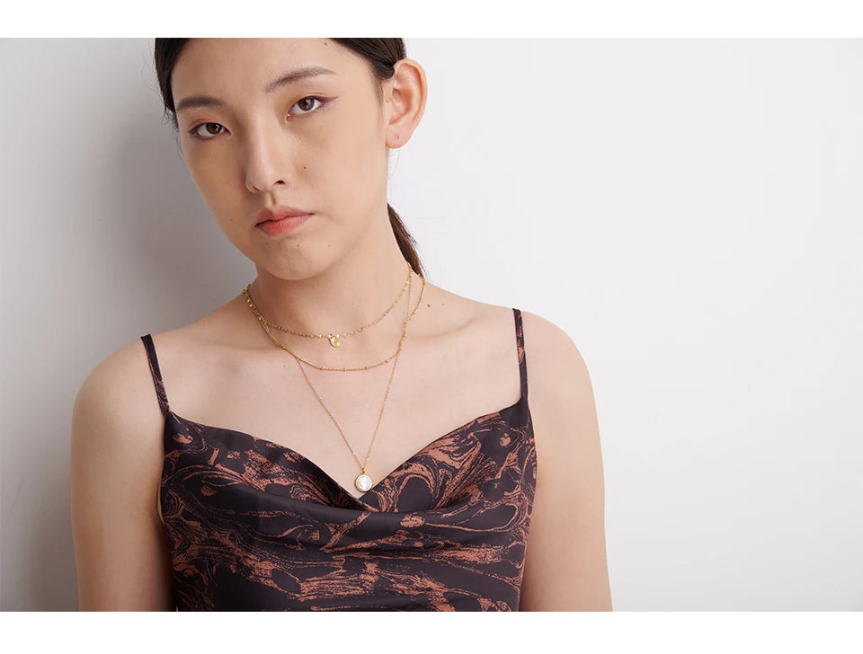 Yhpup Bohemian Round Pendant Stainless Steel Necklace Chain Exquisite Metal Texture Collar Women Necklace бижутерия Office Gift