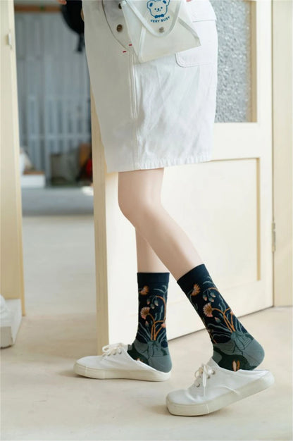 Hot Sale Colorful Cartoon Creative Fashion Vine Graffiti Novelty Men Women Socks Winter Warm Comfortable Cotton Sokken Dropship