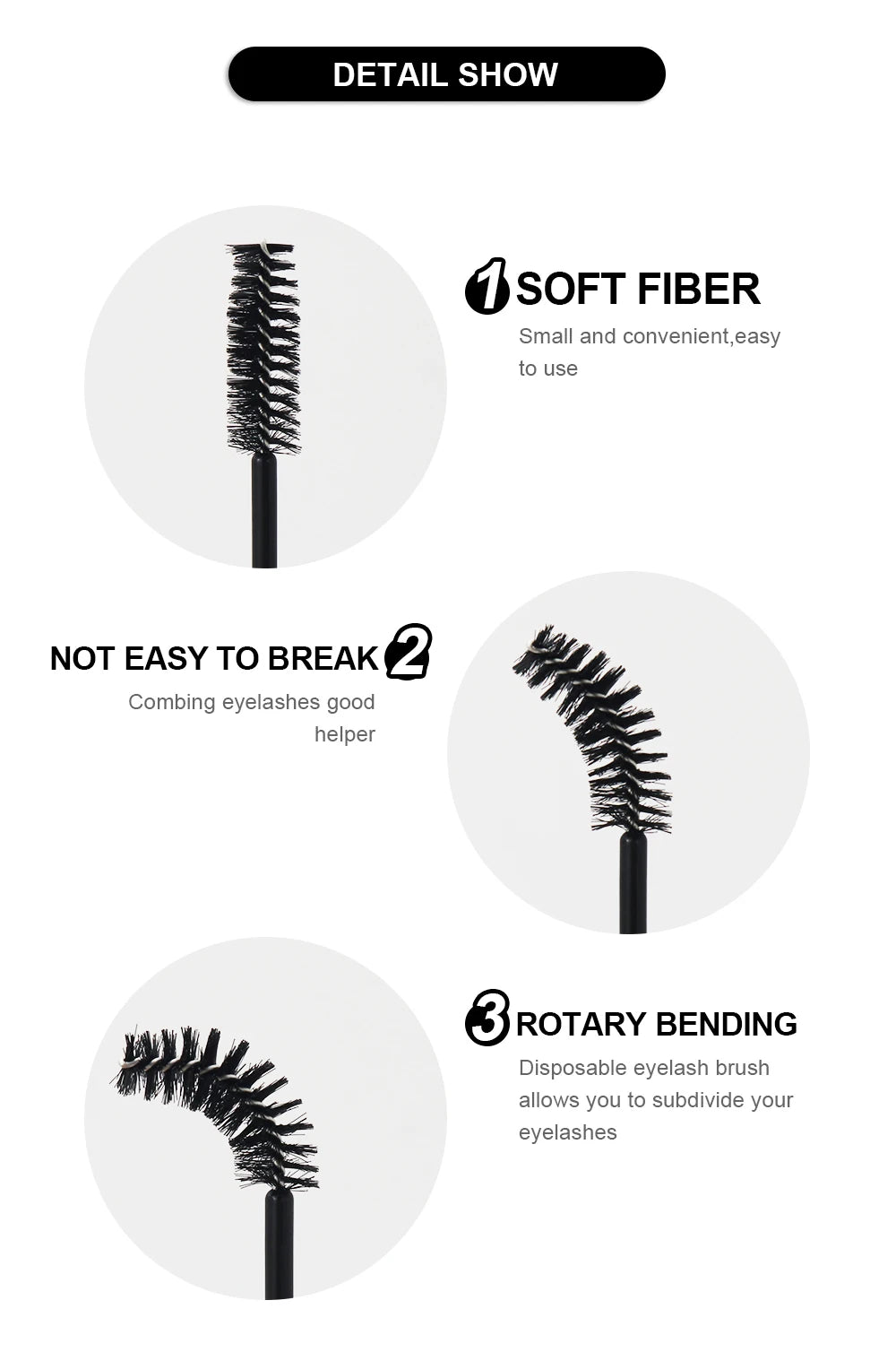 ANNAFRIS 50Pcs  Disposable Eyelash  Brush Soft Head Crystal Eyebrow Brush Lash Extension Brush  Mascara Wand Makeup Tool