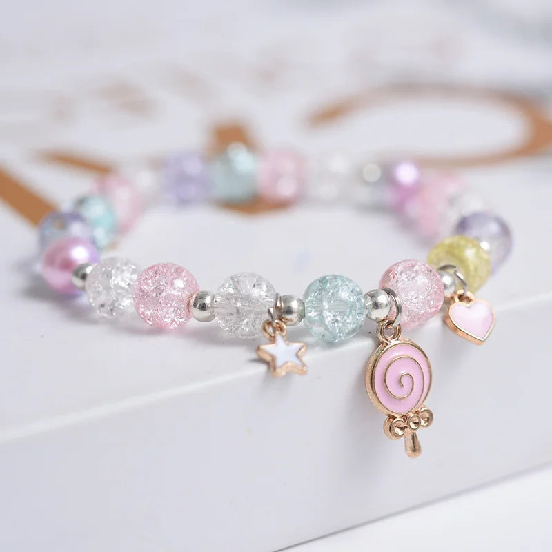 Makersland Cute Popcorn beads Bracelet Friendship Glass Bracelets For Girls Star Moon Cloud Flower Jewelry Accessories Wholesale