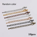 10pcs/lot 50 70mm Tone Extended Extension Tail Chain Lobster Clasps Connector For DIY Bracelet Necklace Jewelry Making Findings