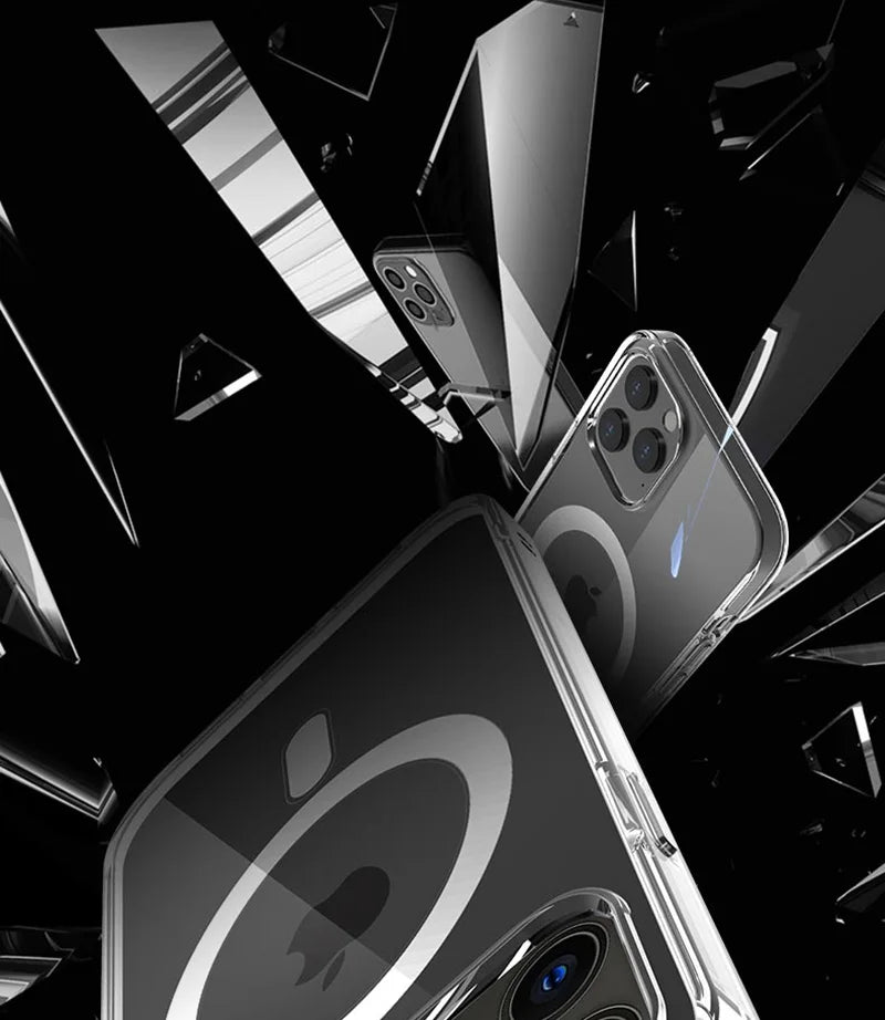 Hard Crystal Original Magnectic Case For iPhone 13 12 11 14 15 16Pro Max XSMAX XR SE 7 8Plus For Magsafe Wireless Charging Cover