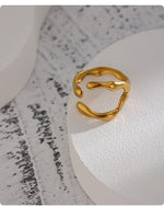 Yhpup 316L Stainless Steel Ring New Design Metalic 18 K PVD Plated Jewelry Trendy Opening Ring бижутерия для женщин Gift