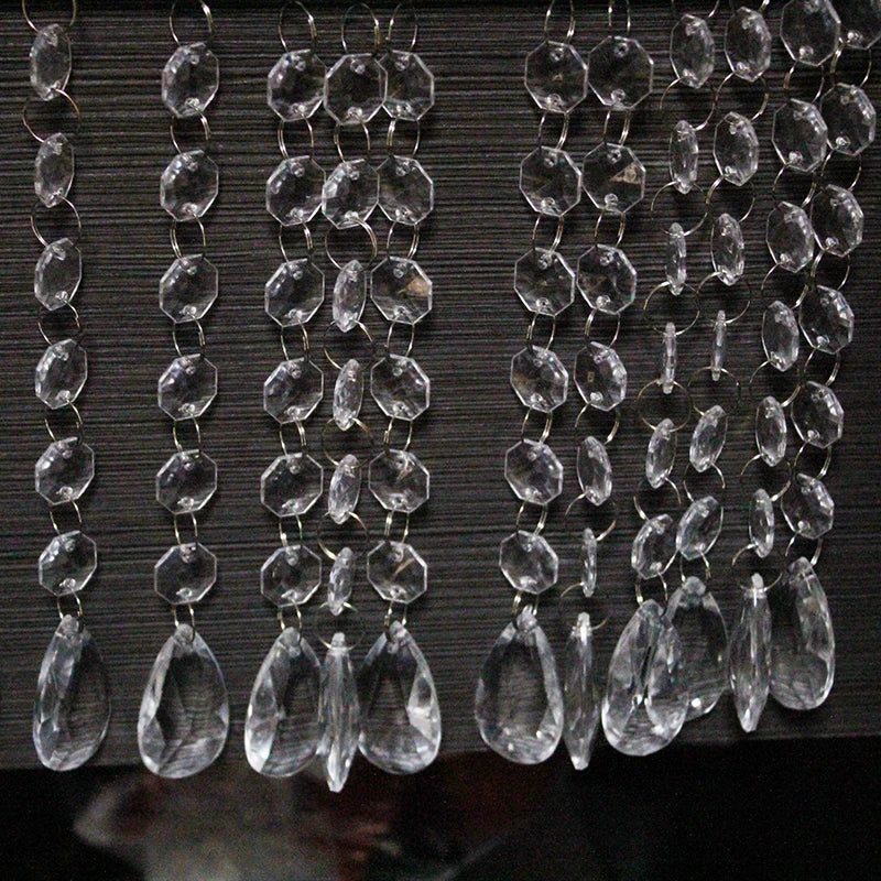 60 Strings of 17.5CM Acrylic Teardrop Crystal Pendant Transparent Garland Curtain Chandelier Pendant Wedding Party Decoration
