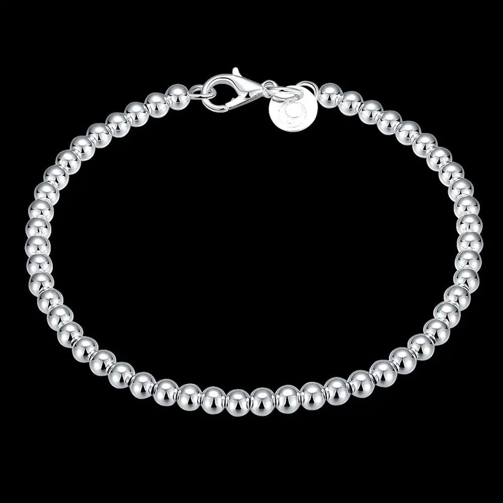 Christmas gifts charm 925 Sterling Bracelet 4MM beads chain for woman Popular brands jewelry fashion Wedding party