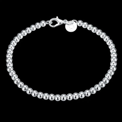 Christmas gifts charm 925 Sterling Bracelet 4MM beads chain for woman Popular brands jewelry fashion Wedding party