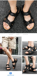 Brand Classic Mens Sandals Summer Genuine Leather Sandals Men Outdoor Casual Lightweight Sandal Fashion Men Sneakers Size 38-46