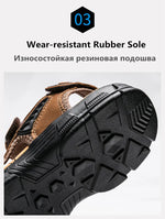 Brand Classic Mens Sandals Summer Genuine Leather Sandals Men Outdoor Casual Lightweight Sandal Fashion Men Sneakers Size 38-46