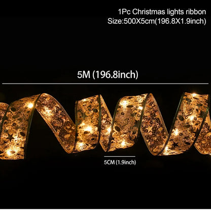 Christmas Decorations LED Ribbon Lights Christmas Tree Ornaments DIY Fairy Lights String Navidad Natal Home Decors New Year 2023