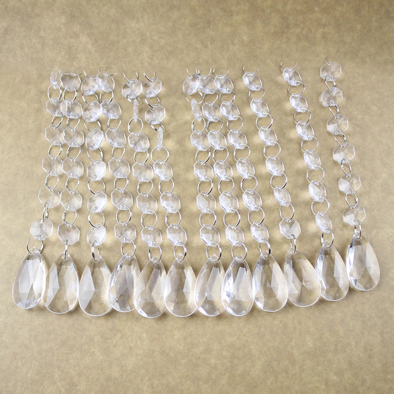 60 Strings of 17.5CM Acrylic Teardrop Crystal Pendant Transparent Garland Curtain Chandelier Pendant Wedding Party Decoration