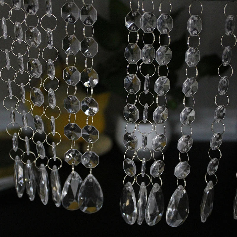 60 Strings of 17.5CM Acrylic Teardrop Crystal Pendant Transparent Garland Curtain Chandelier Pendant Wedding Party Decoration