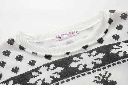 2023 Autumn/winter New European and American Foreign Trade Hoodie Cartoon Deer Print Christmas Round Neck Long Sleeved Hoodie