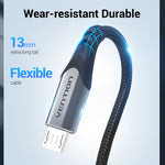Vention Micro USB Cable 3A  Nylon Fast Charger USB Type C Data Cable for Samsung Xiaomi LG Android Micro USB Mobile Phone Cables