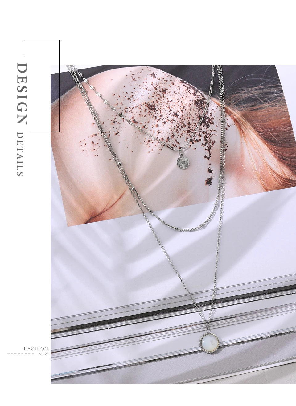 Yhpup Bohemian Round Pendant Stainless Steel Necklace Chain Exquisite Metal Texture Collar Women Necklace бижутерия Office Gift