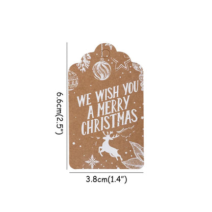 50pcs Merry Christmas Thank you Kraft Paper Tags Xmas tree Hanging Label Navidad new year Party Gift Card Decorations for Home