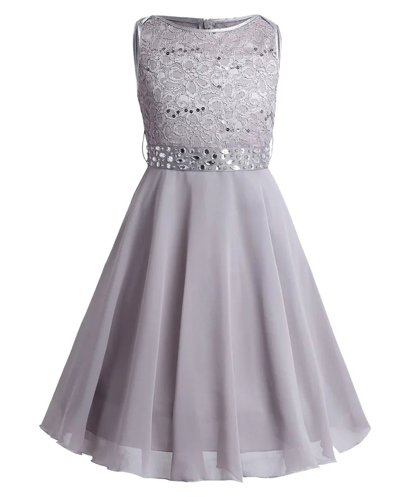 Elegant Children Girls Flower Princess Tulle Lace Dress Infant Kids Party Bridesmaid Ball Gown Tutu Dresses Children Clothes