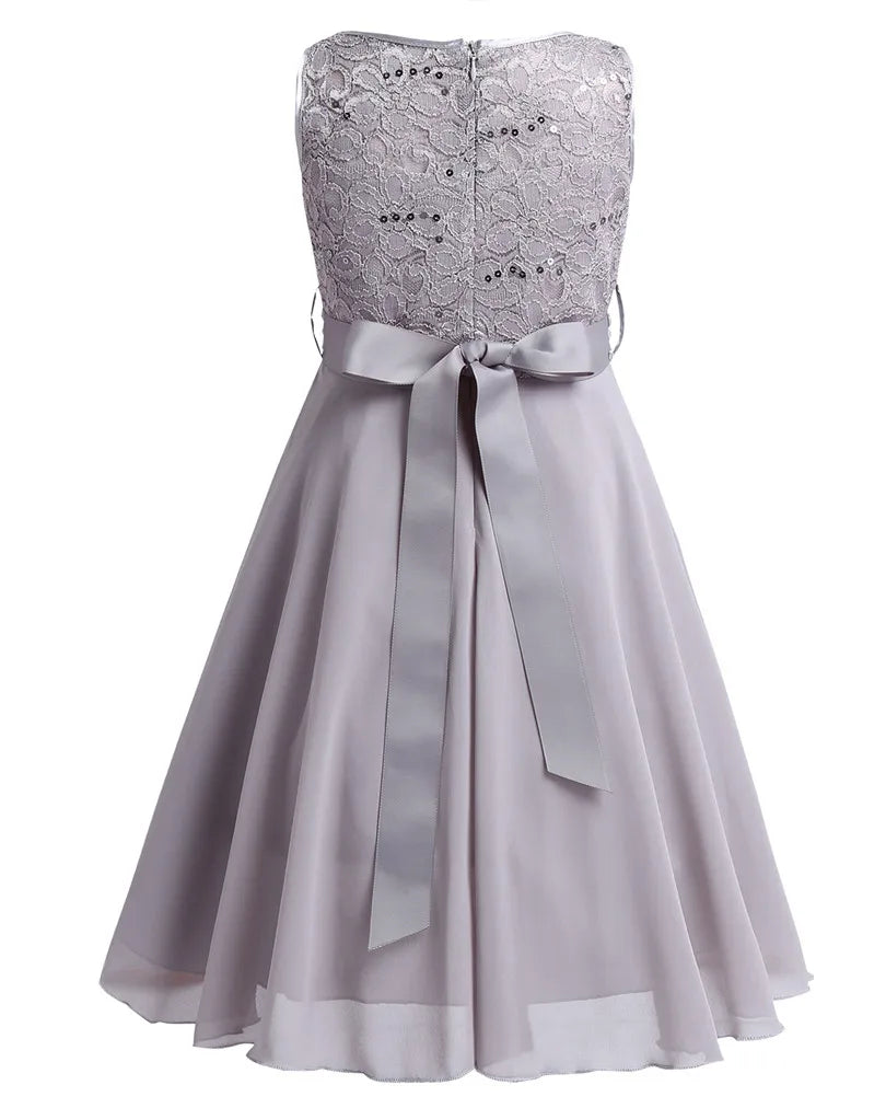 Elegant Children Girls Flower Princess Tulle Lace Dress Infant Kids Party Bridesmaid Ball Gown Tutu Dresses Children Clothes