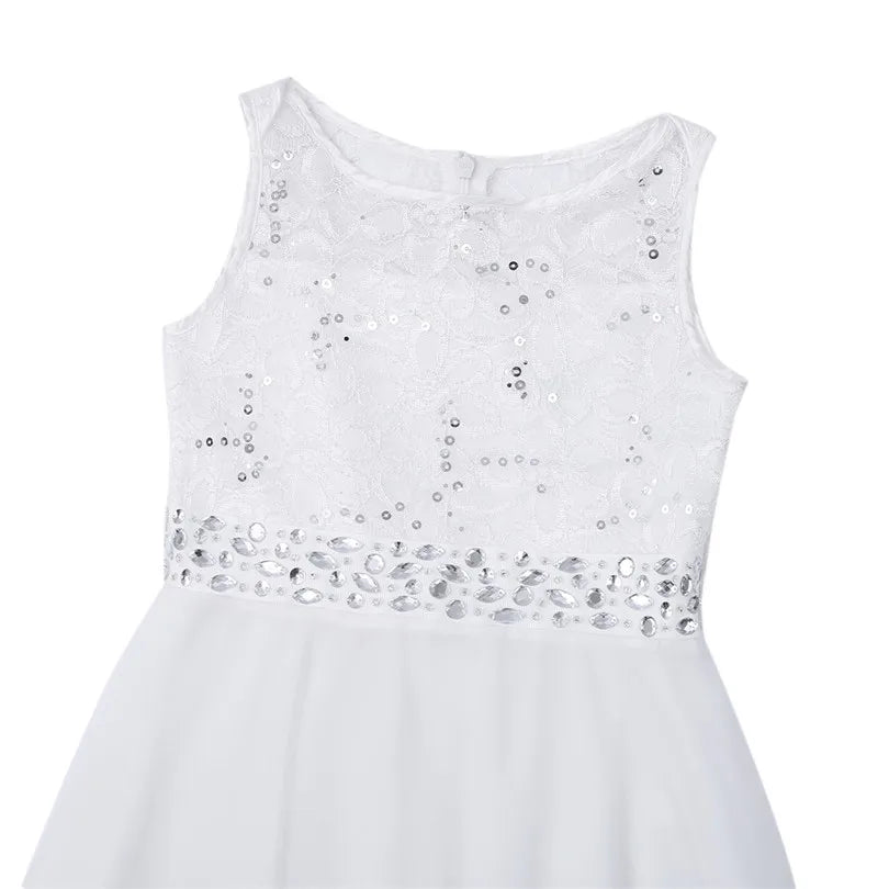 Elegant Children Girls Flower Princess Tulle Lace Dress Infant Kids Party Bridesmaid Ball Gown Tutu Dresses Children Clothes