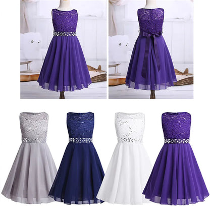 Elegant Children Girls Flower Princess Tulle Lace Dress Infant Kids Party Bridesmaid Ball Gown Tutu Dresses Children Clothes