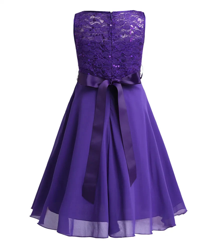 Elegant Children Girls Flower Princess Tulle Lace Dress Infant Kids Party Bridesmaid Ball Gown Tutu Dresses Children Clothes