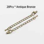 10pcs/lot 50 70mm Tone Extended Extension Tail Chain Lobster Clasps Connector For DIY Bracelet Necklace Jewelry Making Findings