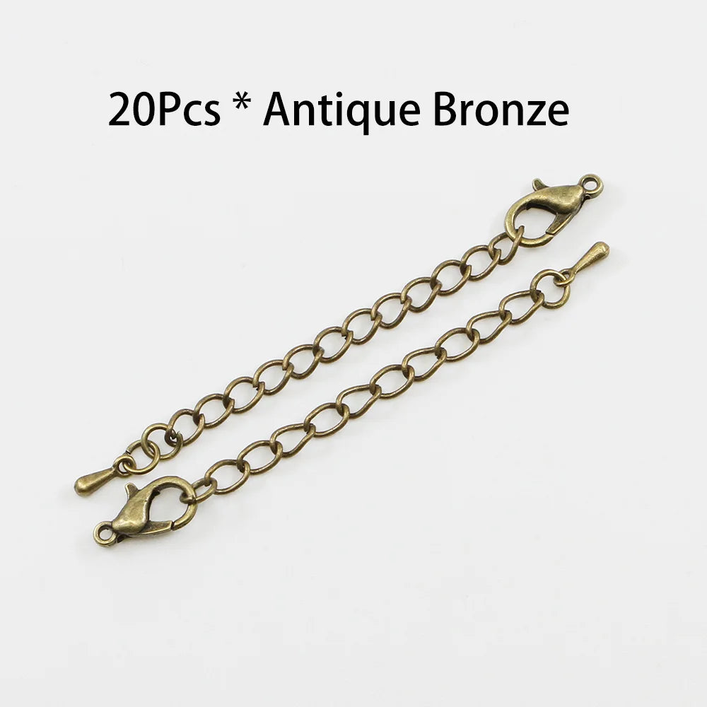 10pcs/lot 50 70mm Tone Extended Extension Tail Chain Lobster Clasps Connector For DIY Bracelet Necklace Jewelry Making Findings