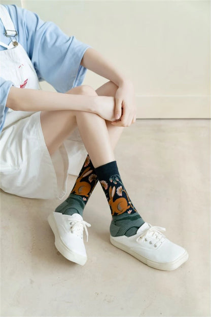 Hot Sale Colorful Cartoon Creative Fashion Vine Graffiti Novelty Men Women Socks Winter Warm Comfortable Cotton Sokken Dropship