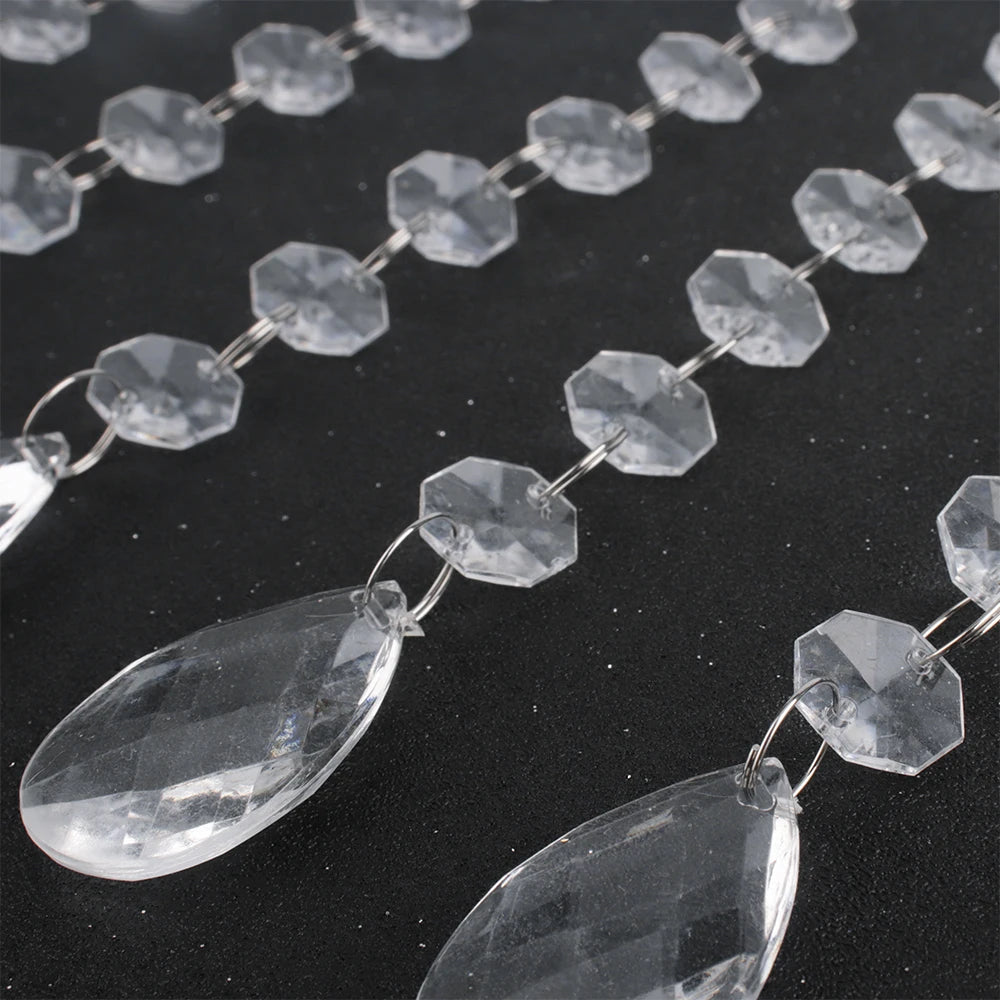60 Strings of 17.5CM Acrylic Teardrop Crystal Pendant Transparent Garland Curtain Chandelier Pendant Wedding Party Decoration