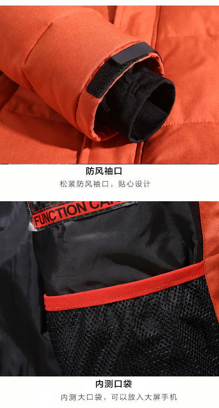 Mens White Duck Down Jacket Warm Hooded Thick Puffer Jacket Coat Male Casual High Quality Overcoat Thermal Winter Parka Men
