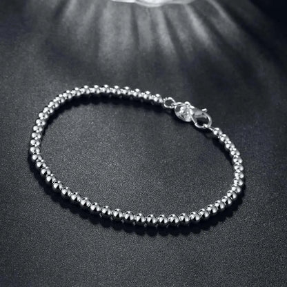 Christmas gifts charm 925 Sterling Bracelet 4MM beads chain for woman Popular brands jewelry fashion Wedding party