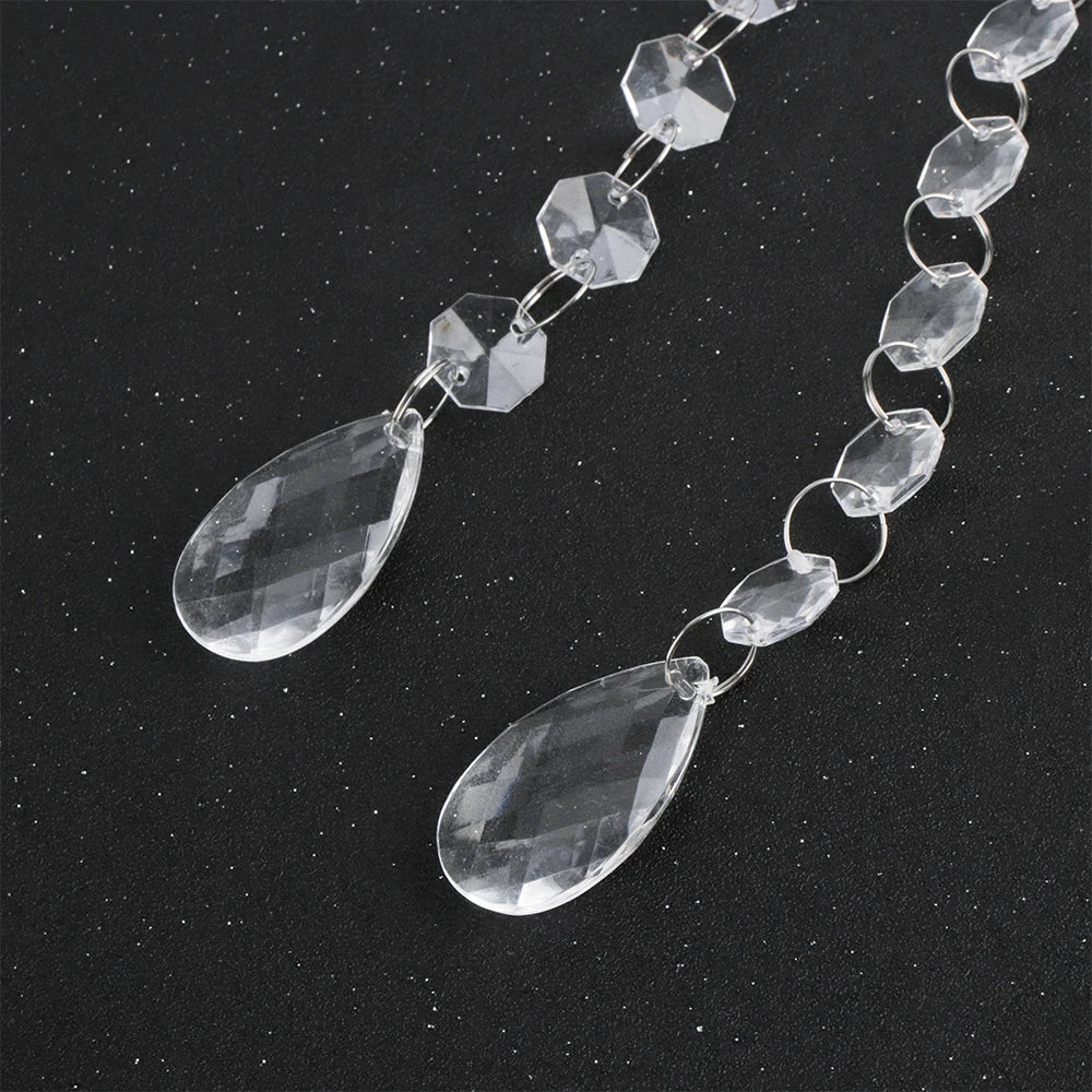 60 Strings of 17.5CM Acrylic Teardrop Crystal Pendant Transparent Garland Curtain Chandelier Pendant Wedding Party Decoration