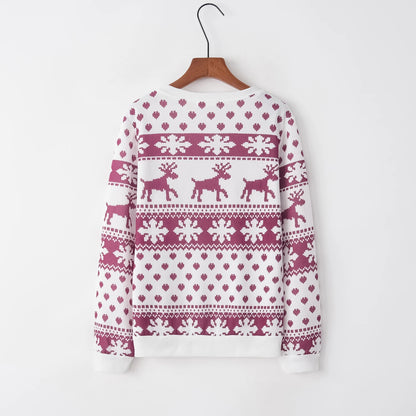 2023 Autumn/winter New European and American Foreign Trade Hoodie Cartoon Deer Print Christmas Round Neck Long Sleeved Hoodie