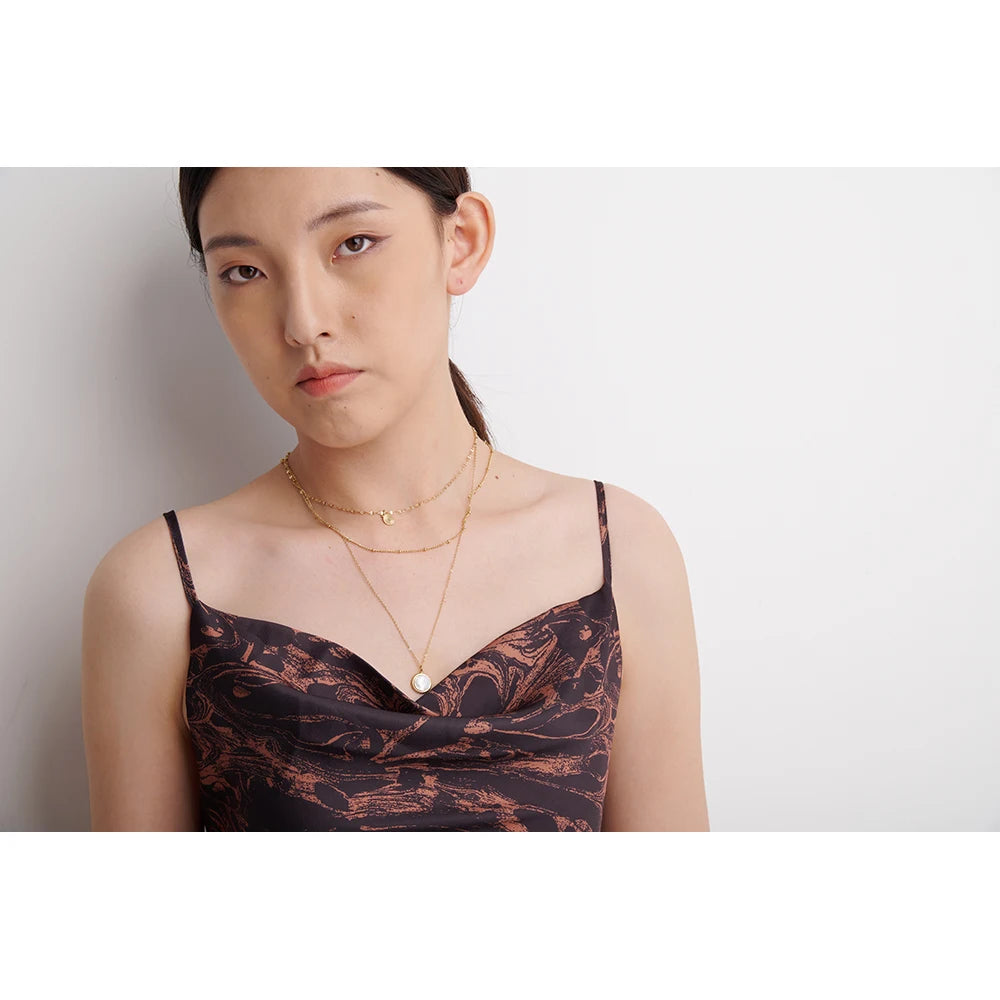 Yhpup Bohemian Round Pendant Stainless Steel Necklace Chain Exquisite Metal Texture Collar Women Necklace бижутерия Office Gift