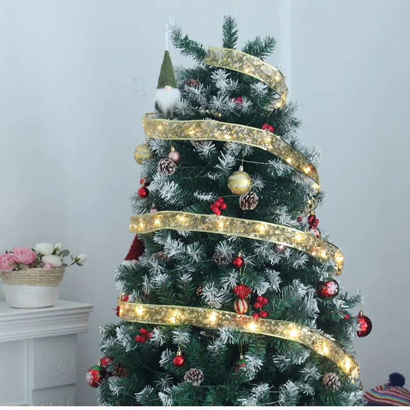 Christmas Decorations LED Ribbon Lights Christmas Tree Ornaments DIY Fairy Lights String Navidad Natal Home Decors New Year 2023