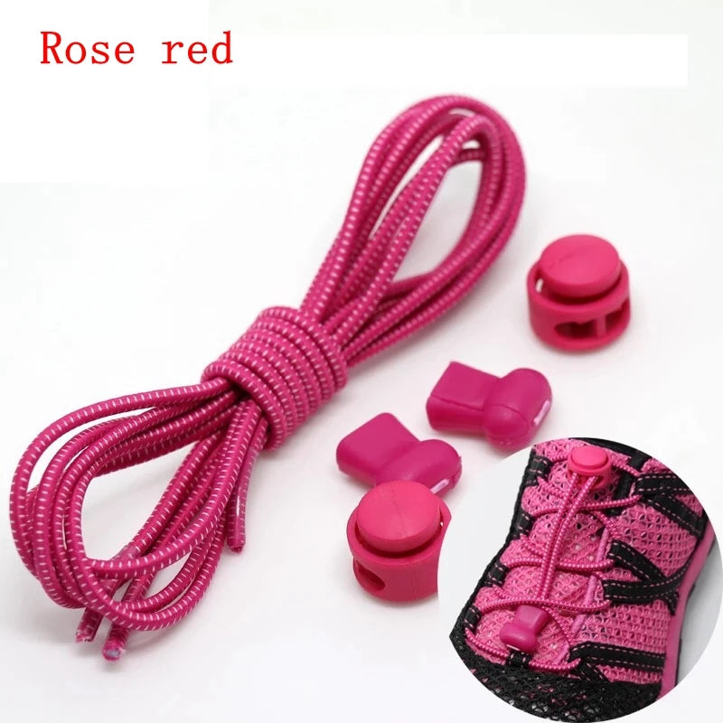 1 Pair 22 Colors Elastic Shoelaces Round Locking No Tie Shoe Laces Kids Adult Quick Lazy Laces Rubber Sneakers Shoelace T1