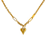 Yhpup Romantic Heart Pendant Necklace for Women High Quality Stainless Steel 18 K Metal Texture Choker Necklace Anniversary
