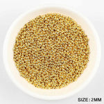 JHNBY Gold Plated Metal beads 2/3/4/5/6/8MM Round Iron Spacer Loose Beads For Jewelry Bracelets Necklace Making DIY Accessories