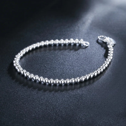 Christmas gifts charm 925 Sterling Bracelet 4MM beads chain for woman Popular brands jewelry fashion Wedding party