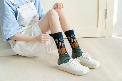 Hot Sale Colorful Cartoon Creative Fashion Vine Graffiti Novelty Men Women Socks Winter Warm Comfortable Cotton Sokken Dropship