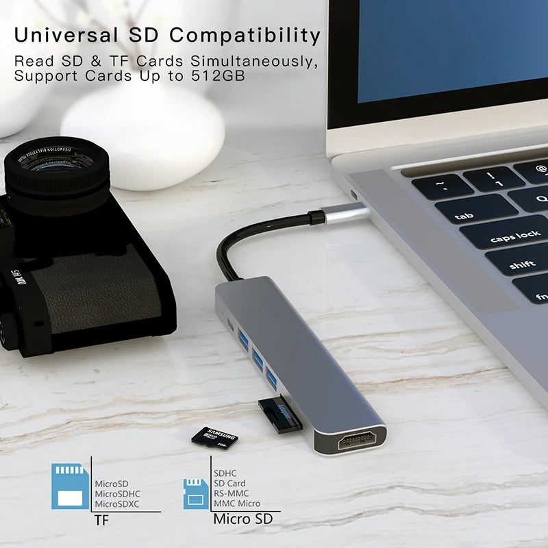 USB C Hub to 4K HDMI-Compatible USB 3.0 2.0 Type C PD Charging Dock for MacBook iPad Samsung S10 Dex TV Mouse Keyboard U Disk